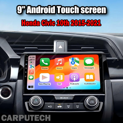 For Honda Civic 10th 2015-2021 Infotainment Navigation System Car Multimedia Touch Screen Head Unit Android14 Car Radio GPS