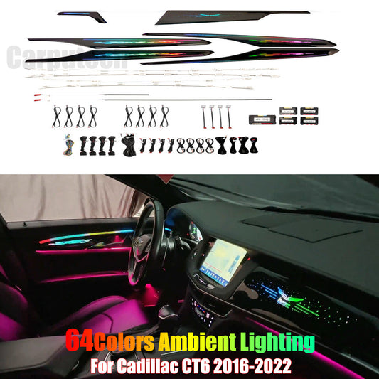 For Cadillac CT6 2016-2022 Symphony Car Interior Ambient Lighting 64 Color Trim Decoration Accessories