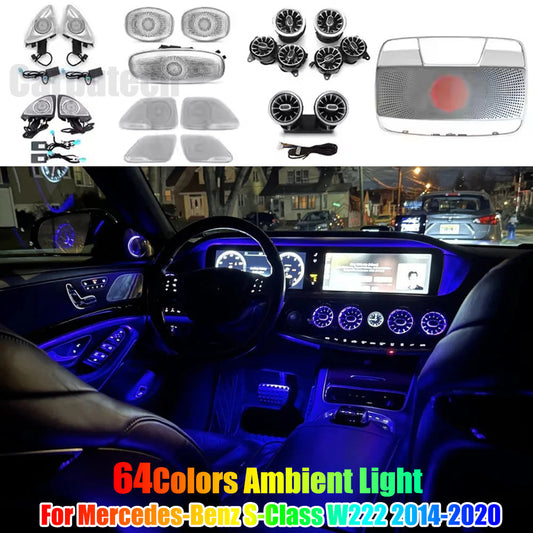 Full Set 64 Colors Ambient Light Kit for Mercedes Benz S-Class W222 2014-2020