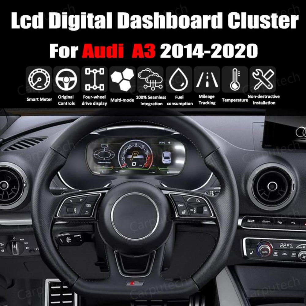For Audi A3 2014-2020 12.3" LCD Digital Dashboard Cluster Car Panel Speedometer Virtual Cockpit