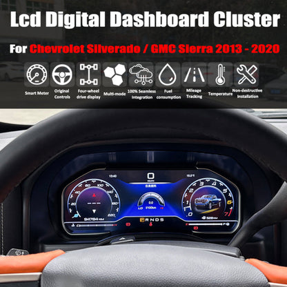 For Chevrolet Silverado / GMC Sierra 2013 - 2020 12.3" LCD Digital Dashboard Cluster Car Panel Speedometer Virtual Cockpit