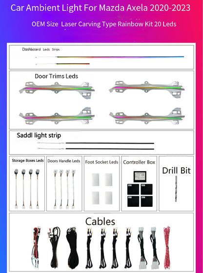 Upgrade 64 Colors Symphony Led Car Interior Ambient Lighting for Mazda 3 Axela 2020-2023 Atmosphere Strip Accessories