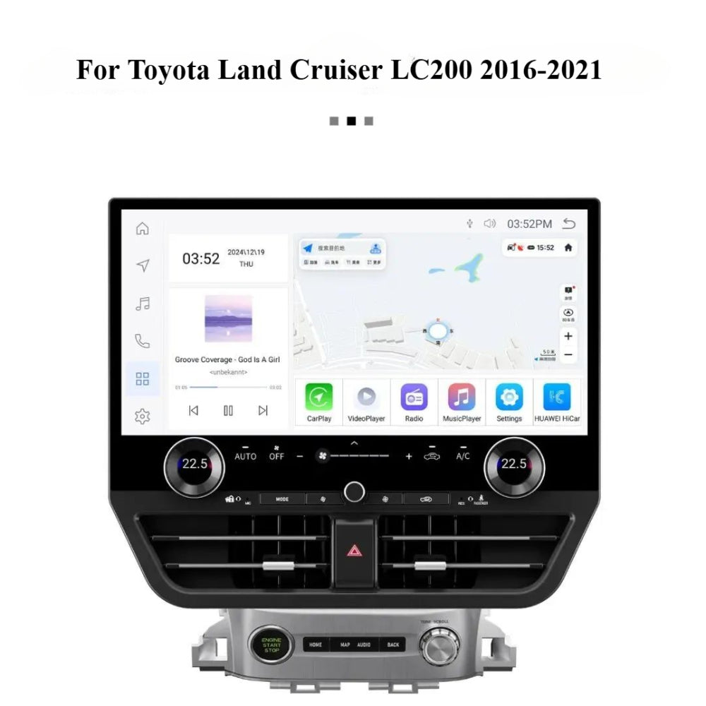 19.8" For 2016-2021 Toyota Land Cruiser LC200 Android Navigation Screen Car Radio Multimedia Player Qualcomm Octa-core 360° Panoramic All-in-One Unit
