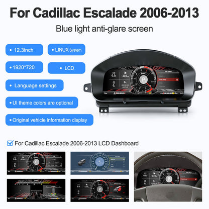12.3" LCD Digital Dashboard Cluster For Cadillac Escalade 2006 - 2013 Car Panel Speedometer Virtual Cockpit