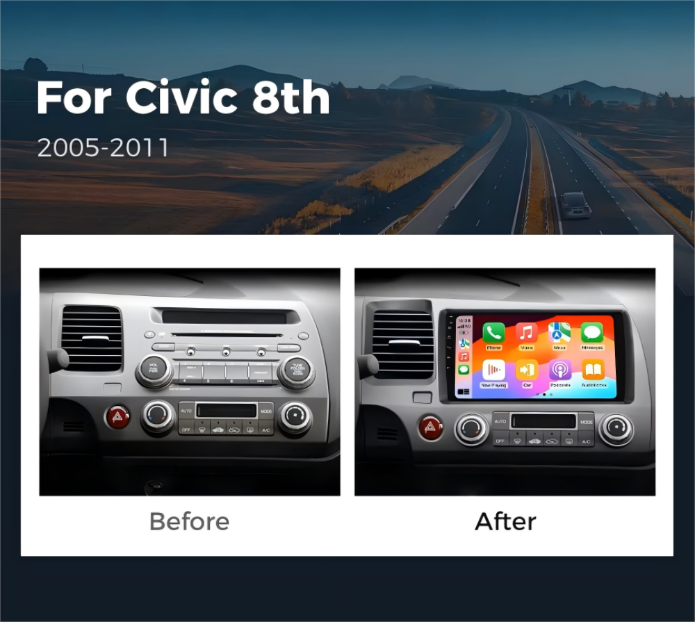 For Honda Civic 8th 2005-2011 Infotainment Navigation System Car Multimedia Touch Screen Head Unit Android14 Car Radio GPS