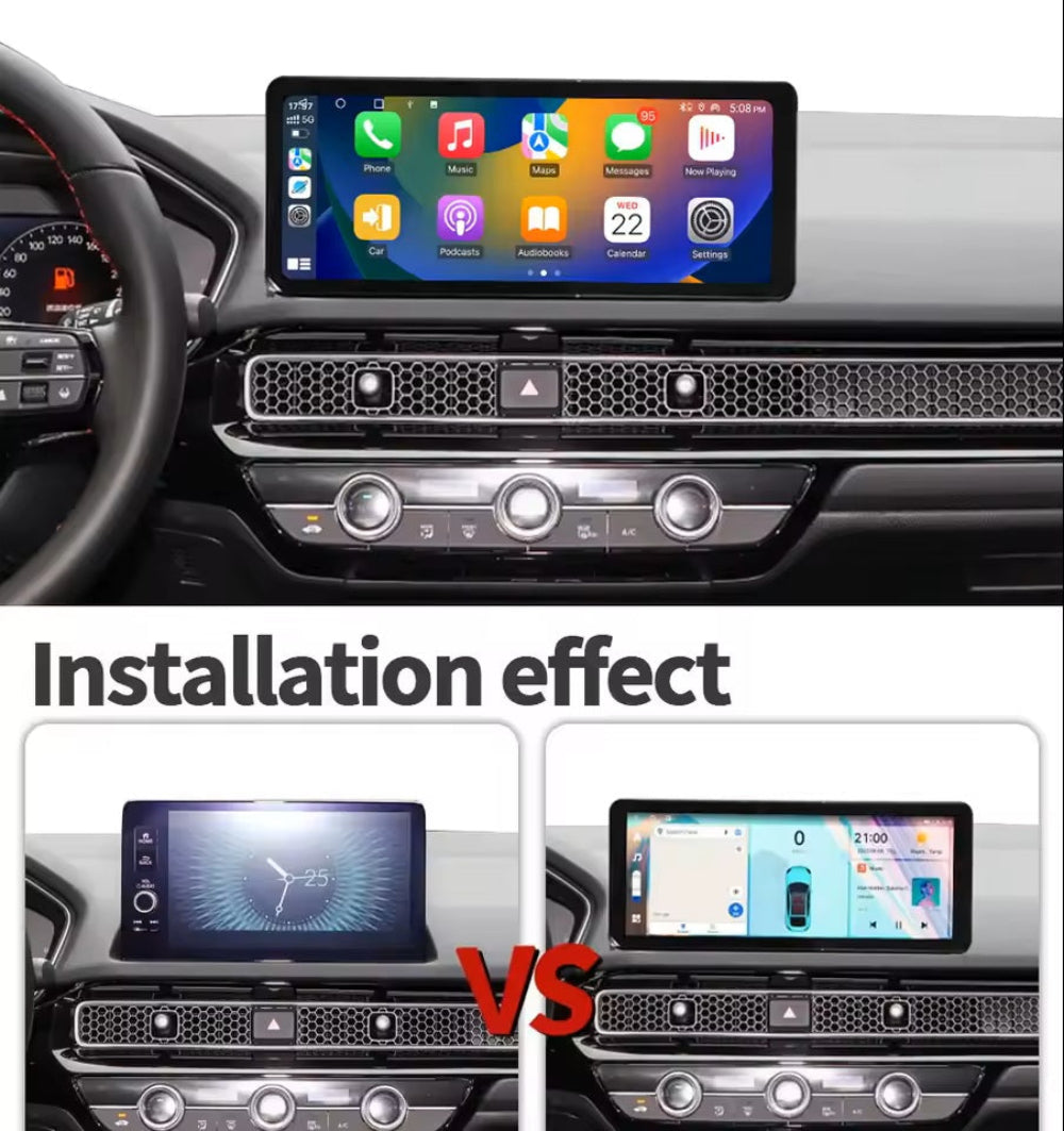 12.3 inch For Honda Civic 2022-2024 Infotainment Navigation System Car Multimedia Touch Screen Head Unit Android Car Radio GPS