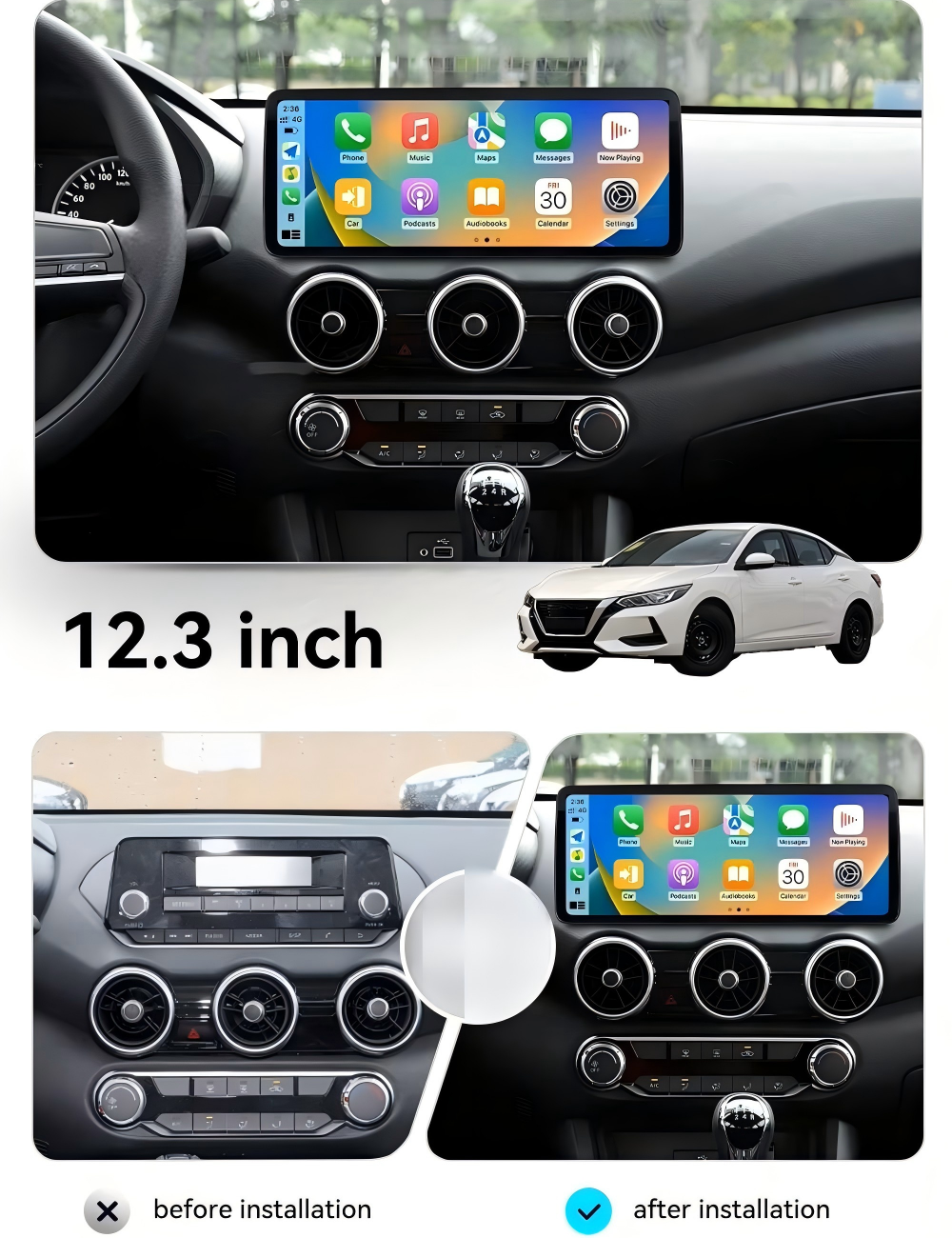 12.3'' For Nissan Sentra / Sylphy 2020-2022 Infotainment Navigation System Car Multimedia Touch Screen Head Unit Android14 Car Radio GPS
