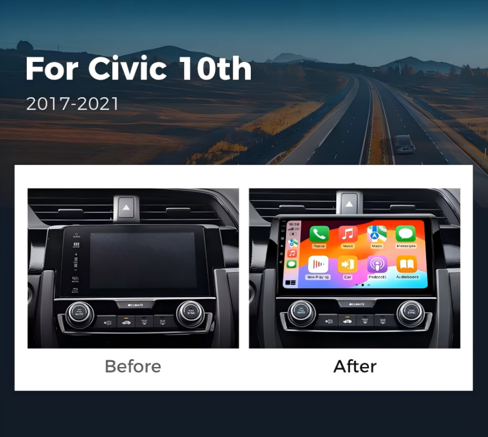 For Honda Civic 10th 2015-2021 Infotainment Navigation System Car Multimedia Touch Screen Head Unit Android14 Car Radio GPS