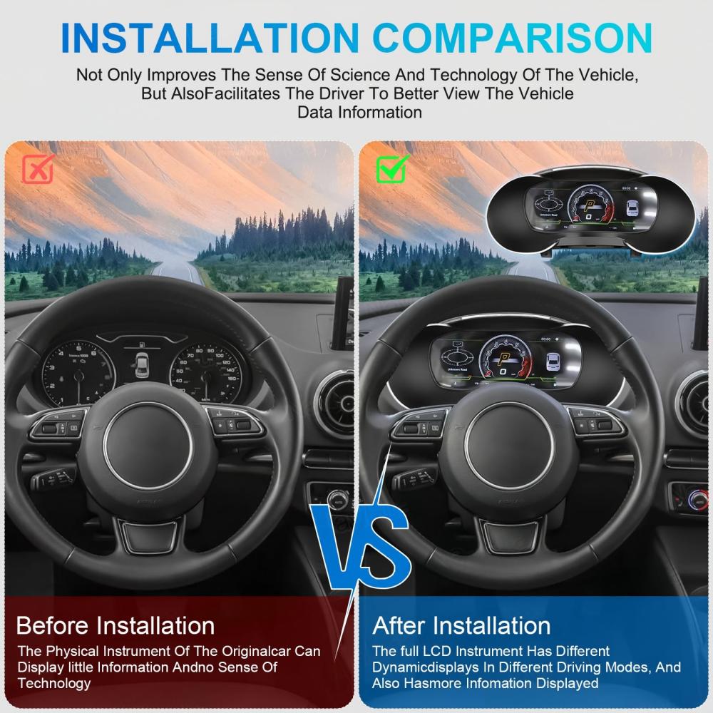 For Audi A3 2014-2020 12.3" LCD Digital Dashboard Cluster Car Panel Speedometer Virtual Cockpit
