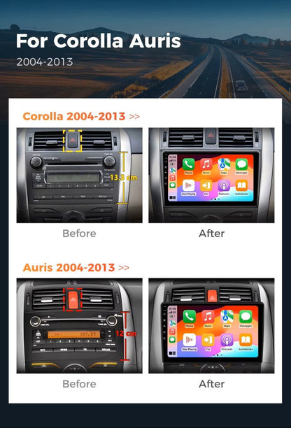 For Toyota Corolla / Auris 2005-2013 Infotainment Navigation System Car Multimedia Touch Screen Head Unit Android14 Car Radio GPS