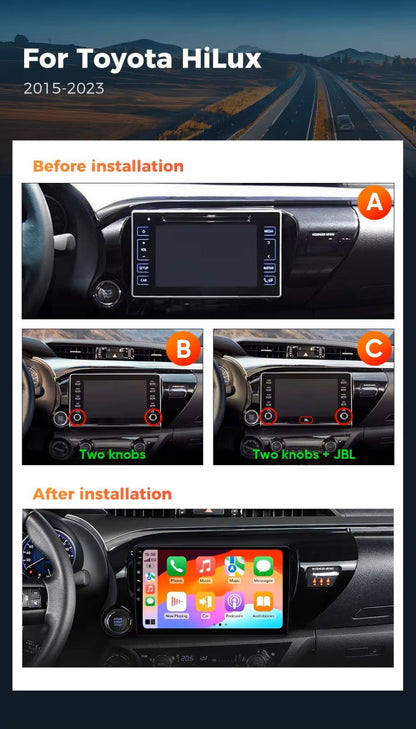 For Toyota Hilux 2015-2023 Infotainment Navigation System Car Multimedia Touch Screen Head Unit Android14 Car Radio GPS