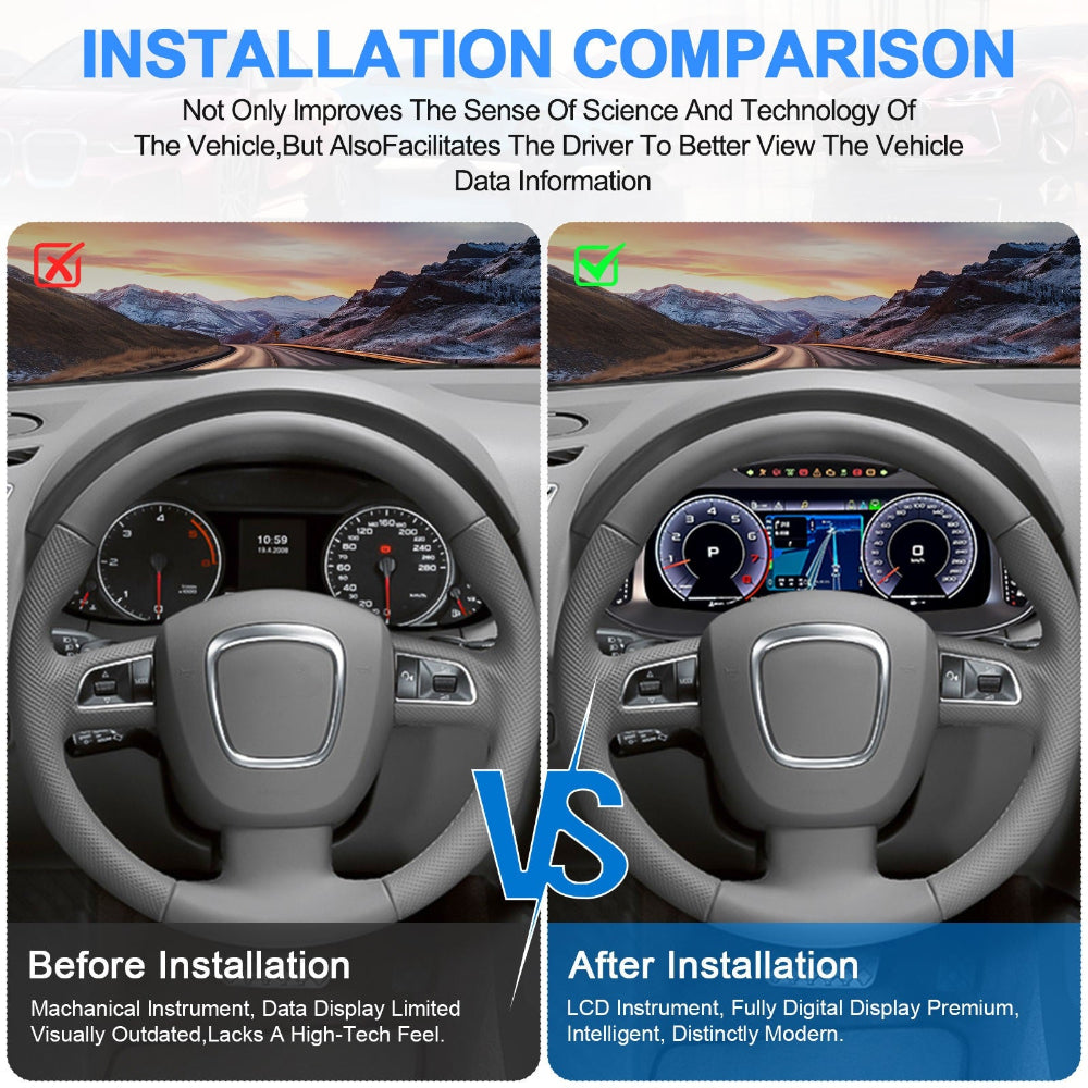 12.3" LCD Digital Dashboard Cluster For Audi Q5 2009-2018 Car Panel Speedometer Virtual Cockpit