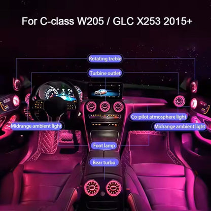 64 Colors Premium Car Interior Ambient Lights for Mercedes Benz C-class W205/ GLC X253 2015-2021 Dream Color Car Atmosphere Lamp