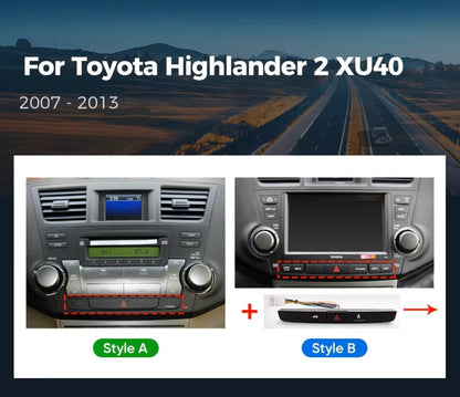 For Toyota Highlander XU40 2007-2013 Infotainment Navigation System Car Multimedia Touch Screen Head Unit Android14 Car Radio GPS