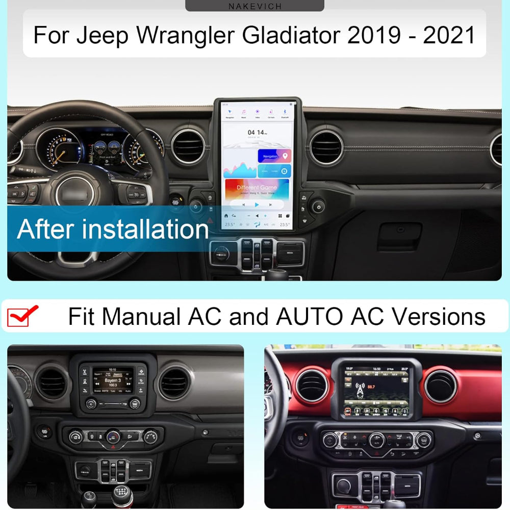 13.6" Qualcomm For Jeep Gladiator 2018-2021 Car Radio Stereo Carplay Upgrade Tesla Style Screen Android Auto GPS Navigation Multimedia Player