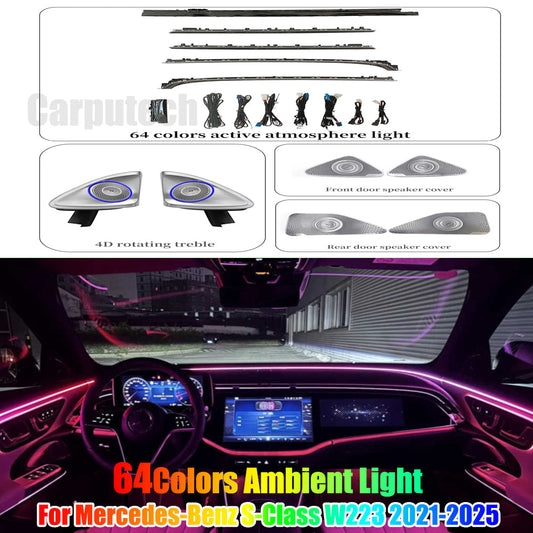 Full Set 64 colors Led Ambient Light Kit for Mercedes Benz S-Class W223 2021-2025