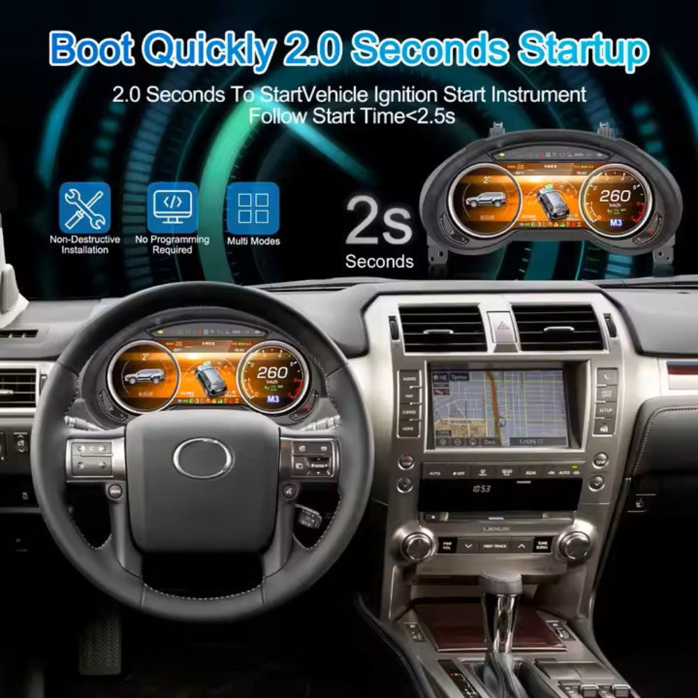 For Lexus GX400 GX460 2009-2020 12.3" LCD Digital Dashboard Cluster Car Panel Speedometer Virtual Cockpit