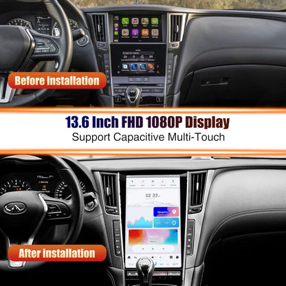 13.6" Qualcomm For Infiniti Q50 Q50S 2014-2019 Car Radio Stereo Carplay Upgrade Tesla Style Screen Android Auto GPS Navigation Multimedia Player