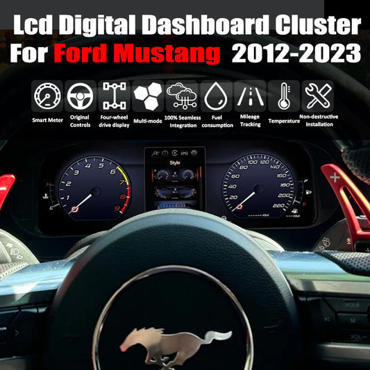 12.3" LCD Digital Dashboard Cluster For Ford Mustang 2012-2023 Car Panel Speedometer Virtual Cockpit