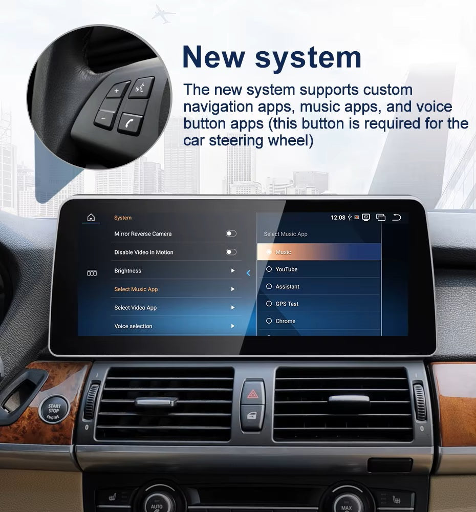 12.3 inch For BMW X5 E70 X6 E71 E72 Infotainment Navigation System Car Multimedia Touch Screen Head Unit Android Car Radio GPS