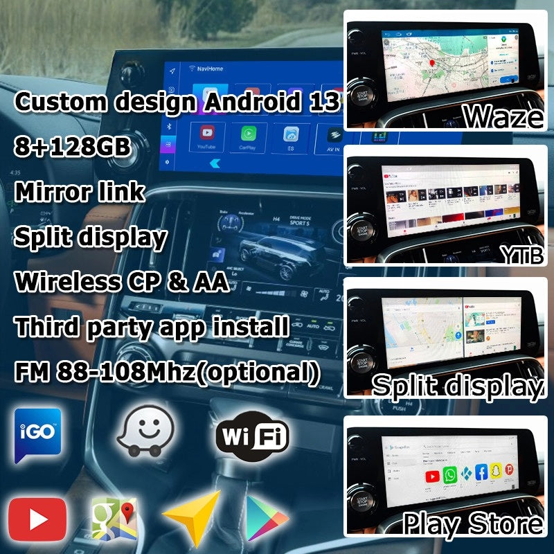 Lexus LX Android13 base Navigation Video Interface box Apple CarPlay & Android Auto Upgrade Module
