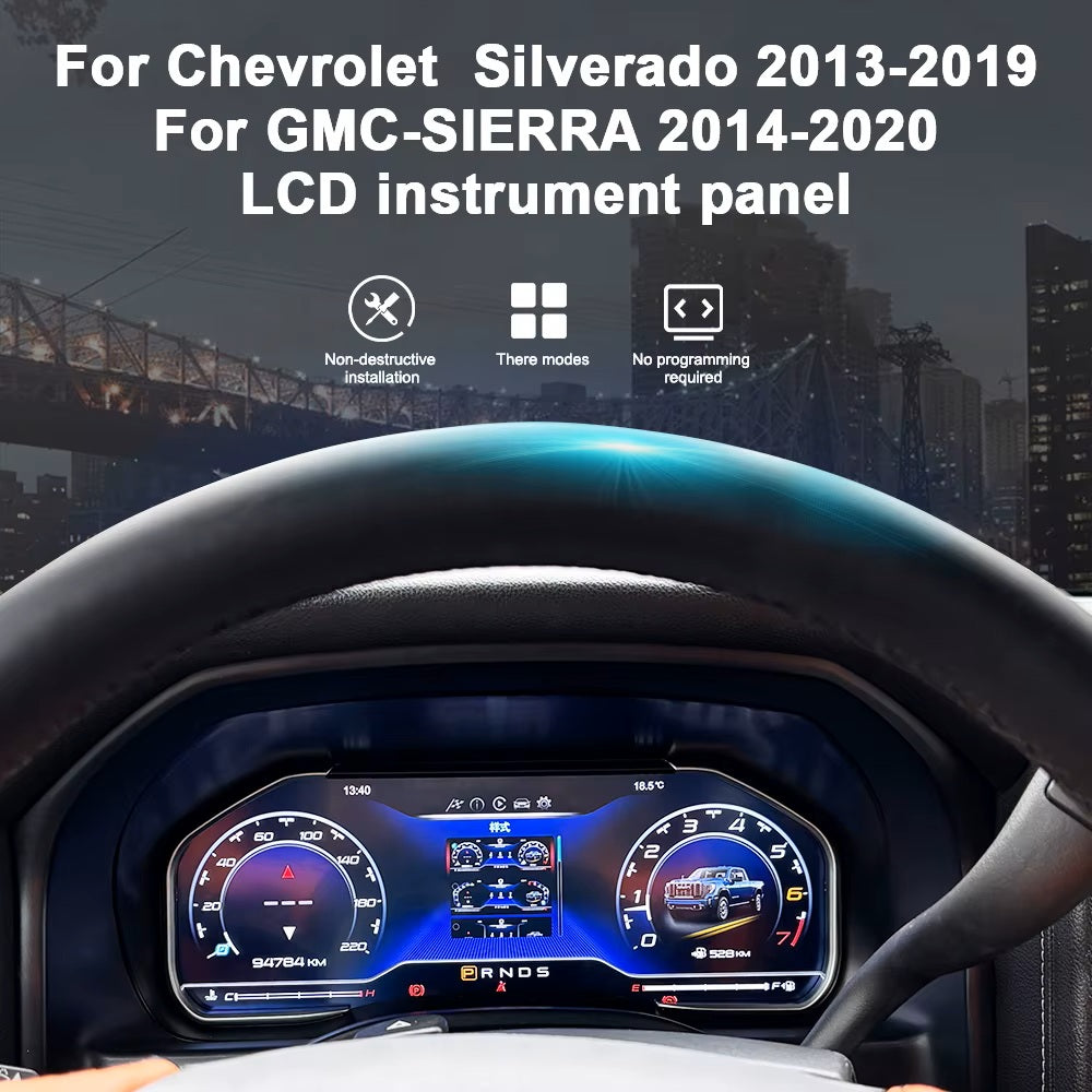 For Chevrolet Silverado / GMC Sierra 2013 - 2020 12.3" LCD Digital Dashboard Cluster Car Panel Speedometer Virtual Cockpit