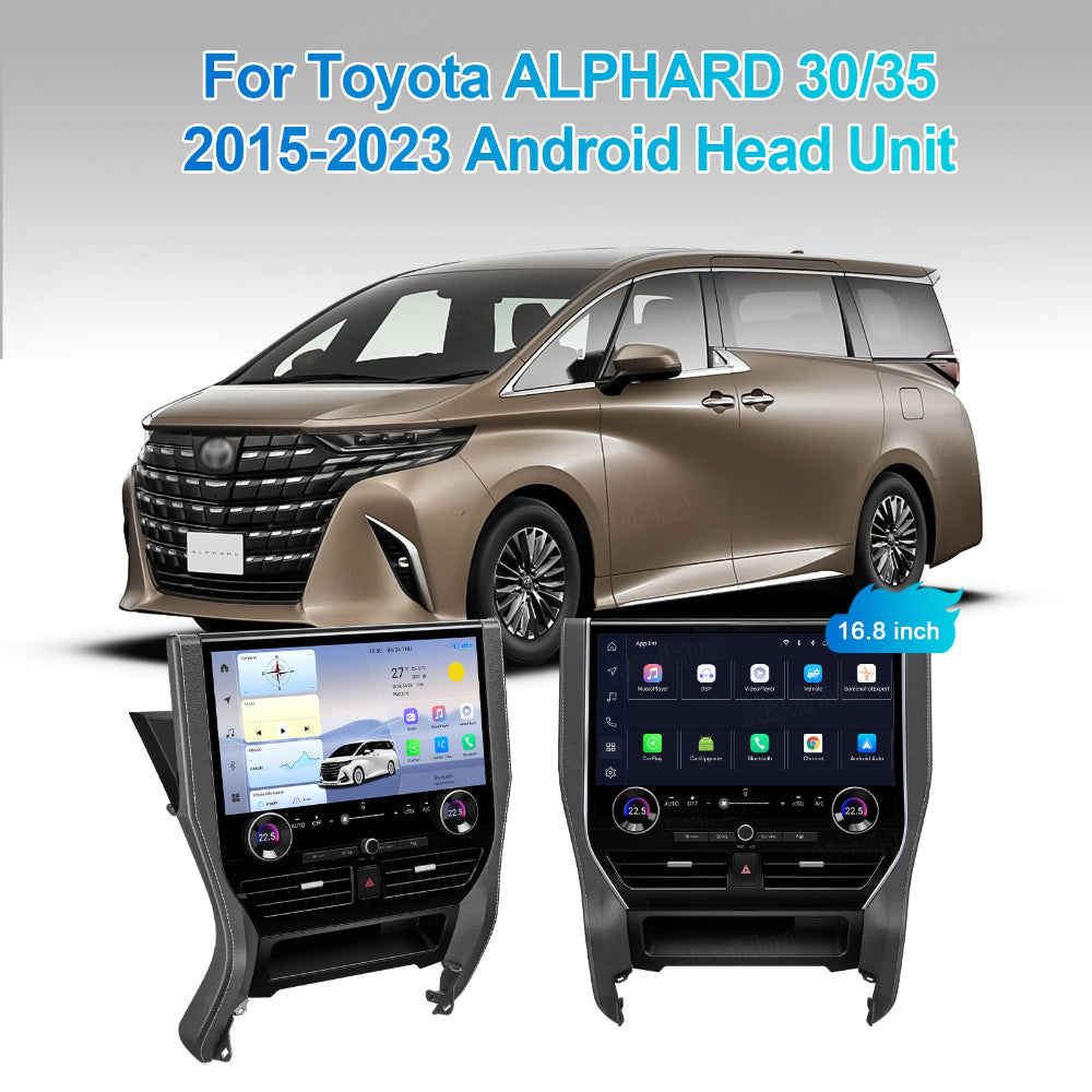 16.8'' For Toyota Alphard 30 2015-2023 Infotainment Navigation System Car Multimedia Touch Screen Head Unit Android14 Car Radio GPS