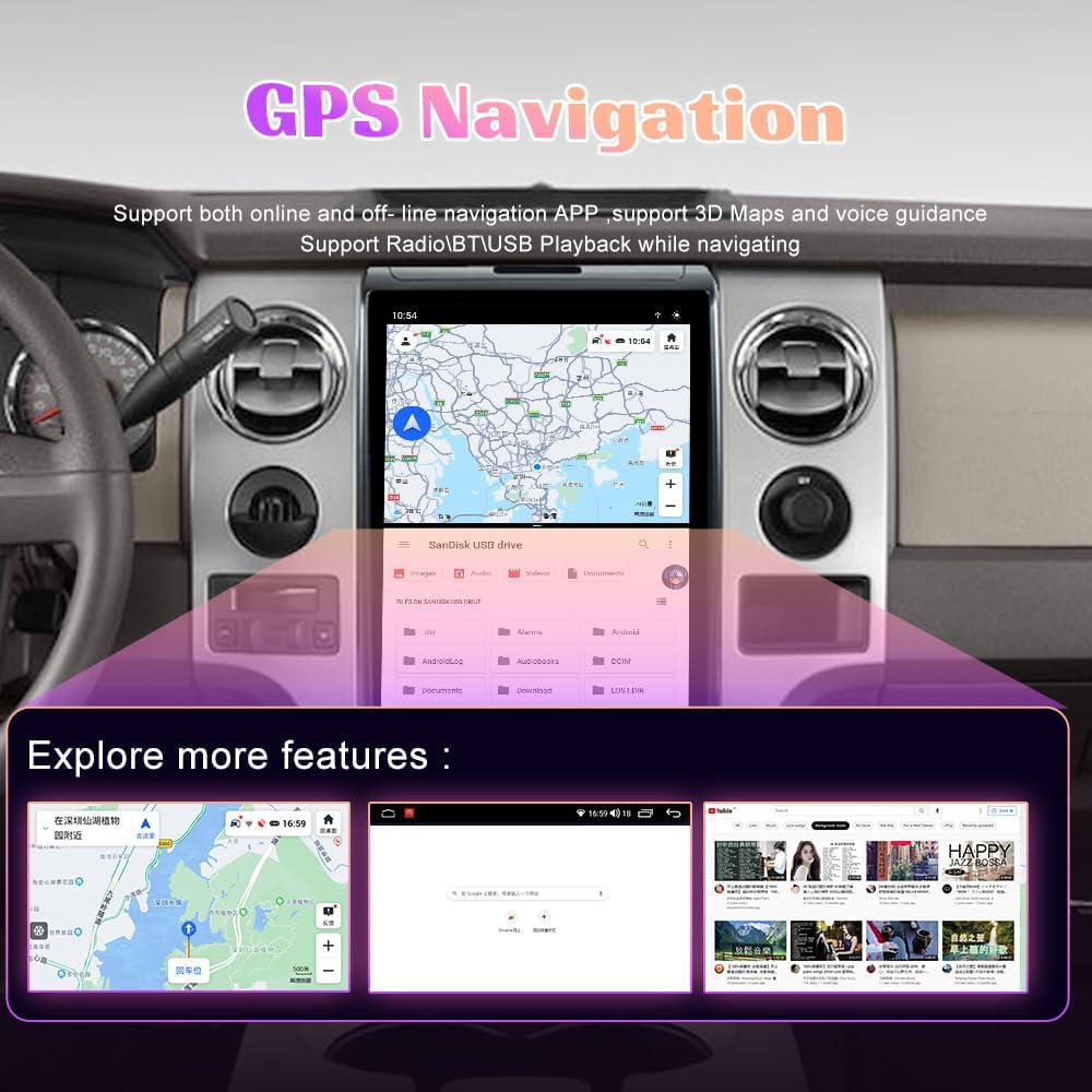 For Ford F150 2009-2012 Car Radio Stereo Carplay Upgrade Tesla Style Screen 14.4" Qualcomm Android Auto GPS Navigation Multimedia Player
