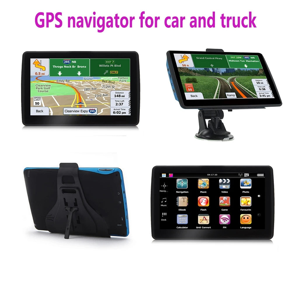 Car GPS Navigation 7 Inch Touch Screen GPS Navigator Truck Sunshade Sat Nav 256M+8G 2023 Europe America Map GPS Navigators