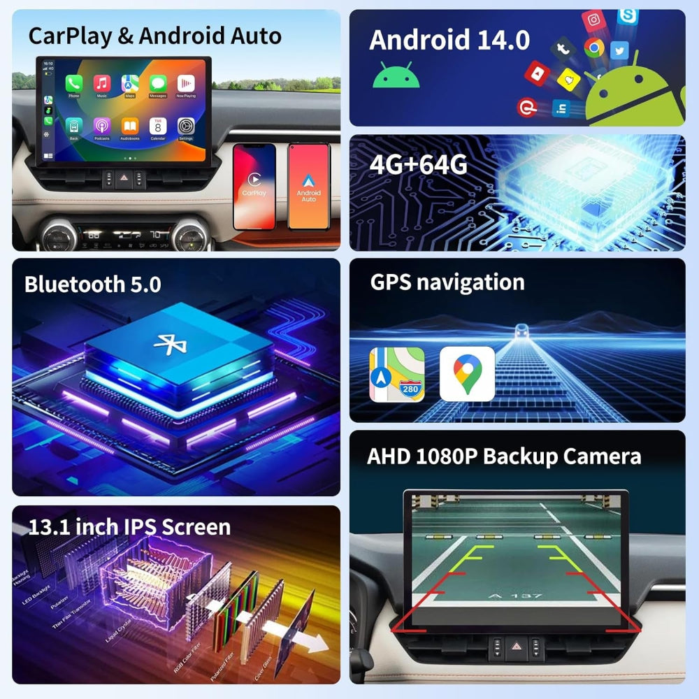 13.1 inch For Toyota RAV4 2019-2023 Infotainment Navigation System Car Multimedia Touch Screen Head Unit Android Car Radio GPS