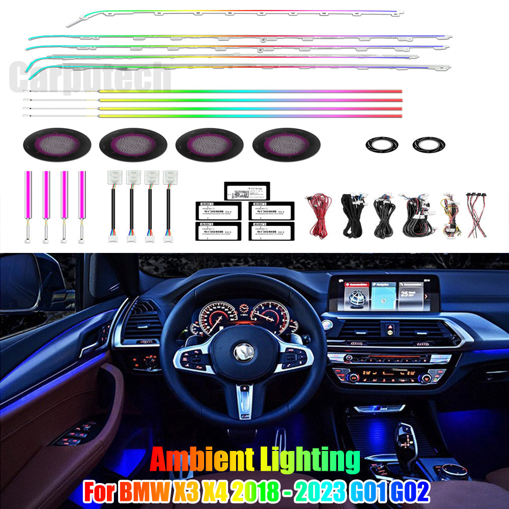 For BMW X3 X4 G01 G02 2018 - 2023 Ambient Lighting Upgrade Kit Interior LED Light Trim Accessories Atmosphere Lamp