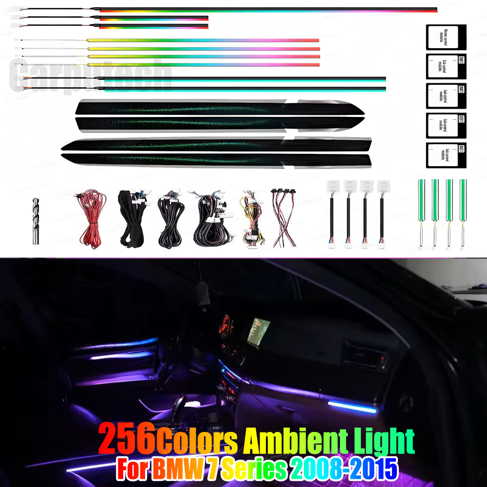 For BMW 7 Series 2008-2015 256 Color Symphony LED Car Interior Ambient Lighting Atmosphere Strip Accessories Upgrade