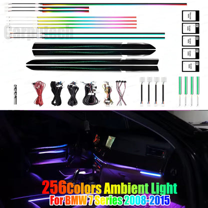 For BMW 7 Series 2008-2015 256 Color Symphony LED Car Interior Ambient Lighting Atmosphere Strip Accessories Upgrade