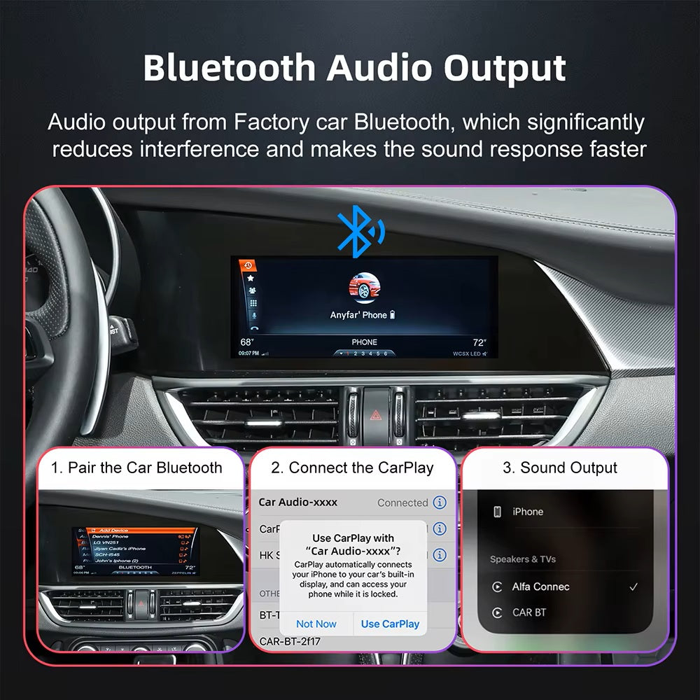 OEM Wireless Apple CarPlay & Android Auto Upgrade Module for Alfa Romeo Stelvio / Giulia /Giulietta 2014-2019 Retrofit Automotive Interface
