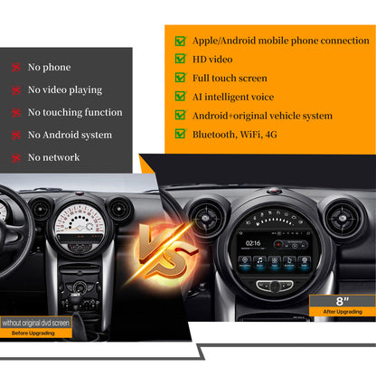 8" For Mini Cooper Mini Hatch/Hardtop 2007 - 2013 Car Radio Stereo Carplay Upgrade Screen Android Auto GPS Navigation Multimedia Player