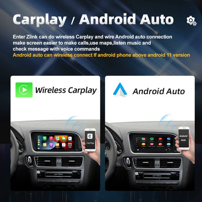 8.8inch 8 Core Android 13 System Car Radio Stereo For Audi Q5 2009-2016 WIFI 4G 8+128GB Carplay BT Touch Screen GPS Navi Receiver