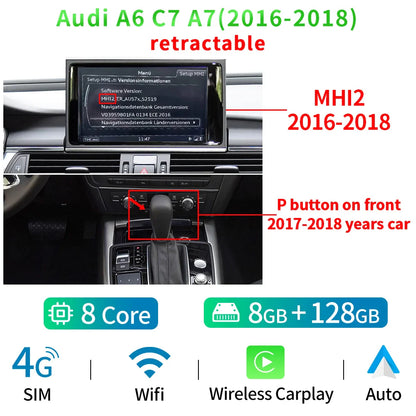 8 Core Android 13 System Car Multimedia Stereo For Audi A6 C7 A7 2012-2018 WIFI 4G 8+128GB RAM Carplay IPS Touch Screen GPS Navi