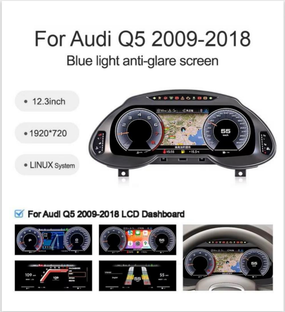 12.3" LCD Digital Dashboard Cluster For Audi Q5 2009-2018 Car Panel Speedometer Virtual Cockpit