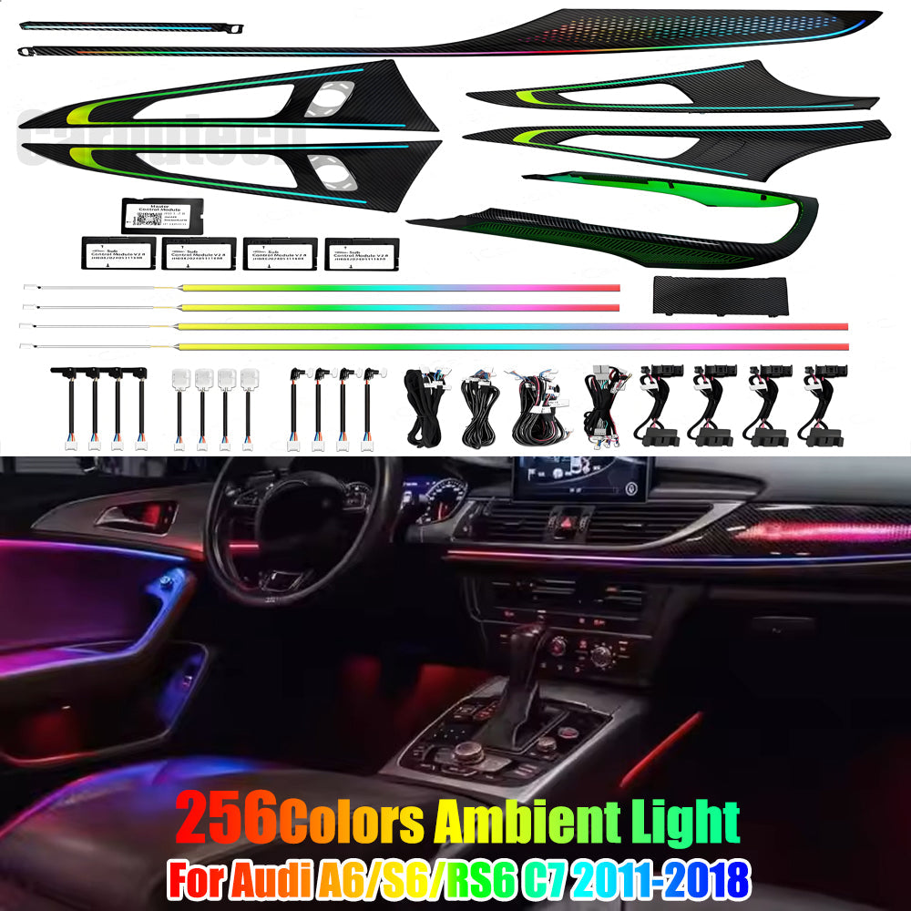 Upgrade 256 Colors Symphony Led Car Interior Ambient Lighting Decoration for Audi A6/S6/RS6 C7 2011-2018 Trim Accessories