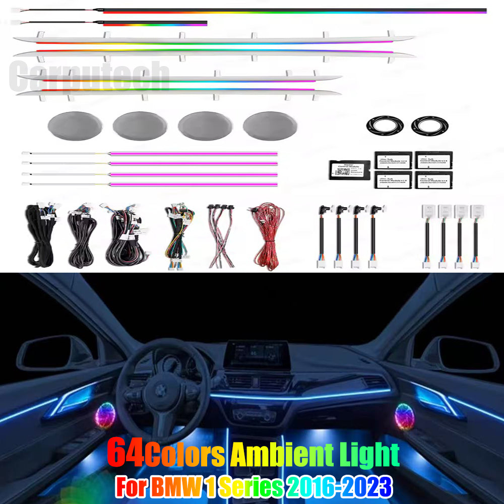64 Colors Dynamic Ambient Lighting for BMW 1 Series 2016-2023 Interior Lighting Upgrade Accessories