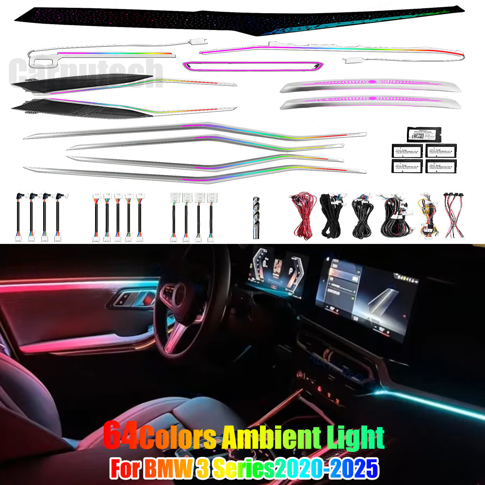 64 Colors LED Car Interior Ambient Lighting for BMW 3 Series 2020-2025 Atmosphere Strip Accessories Upgrade