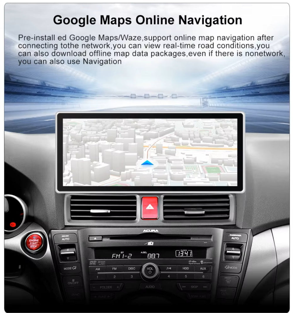 12.3 inch For Honda Acura TL 2009-2014 Infotainment Navigation System Car Multimedia Touch Screen Head Unit Android14 Car Radio GPS