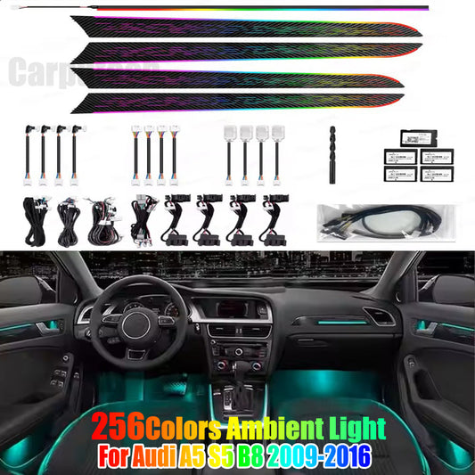 Upgrade 256 Colors Led Car Interior Ambient Lighting Decoration for Audi A5 S5 B8 2009-2016 Atmosphere Strip Accessories