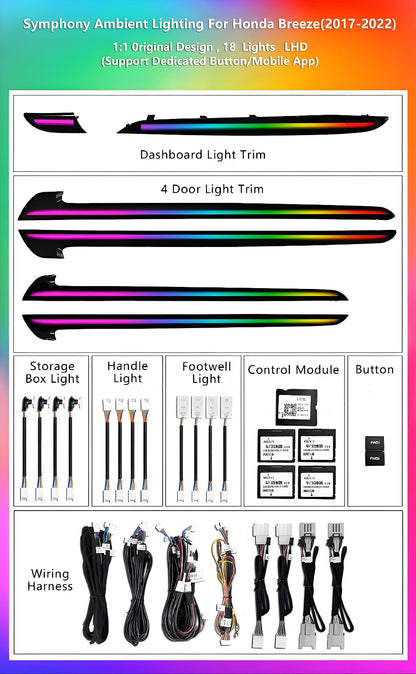 Dynamic Ambient Lighting for Honda CR-V 2017-2022 5th Gen Interior Lighting Upgrade Accessories