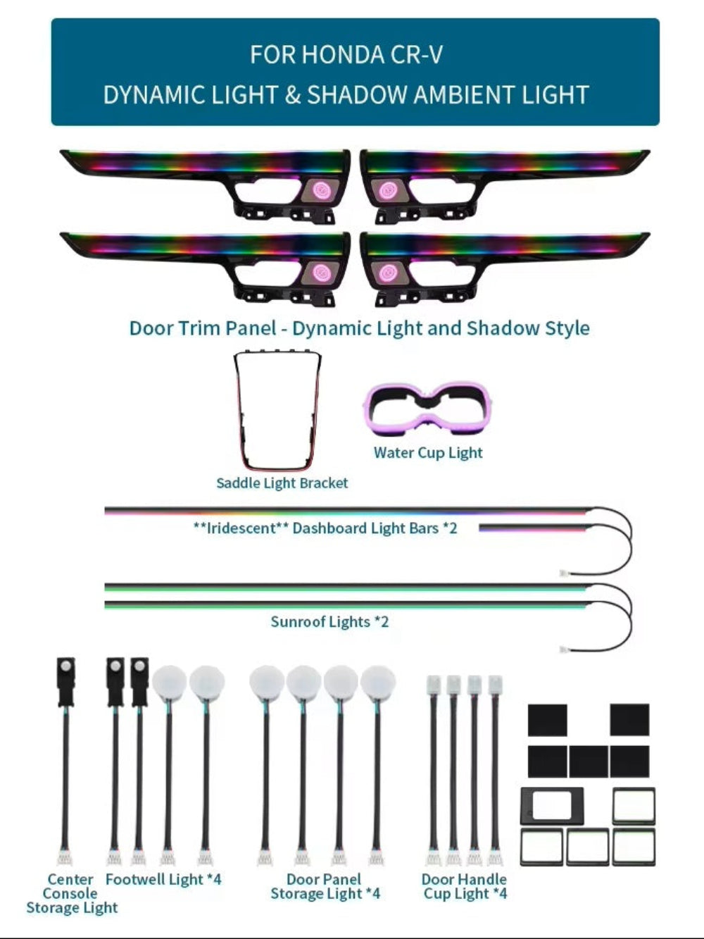 Dynamic Ambient Lighting for Honda CR-V 2023-2024 Interior Lighting Upgrade Accessories