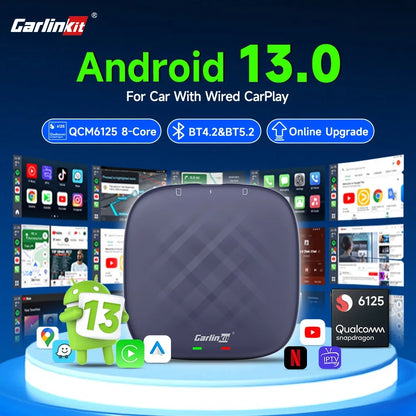 CarlinKit CarPlay Ai Box Android 13 Plus QCM6125 8-core Wireless Android Auto&Apple CarPlay Netflix TV Box For OEM Wired CarPlay