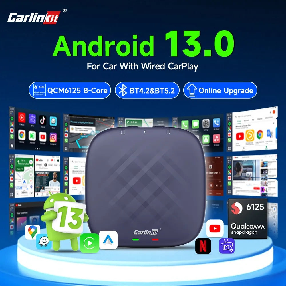 Carplay Ai Box Android 13 Netflix Iptv Android Smart TV Box Android Auto  Wireless Carplay Qualcomm 6125 8GB+128GB for Porsche