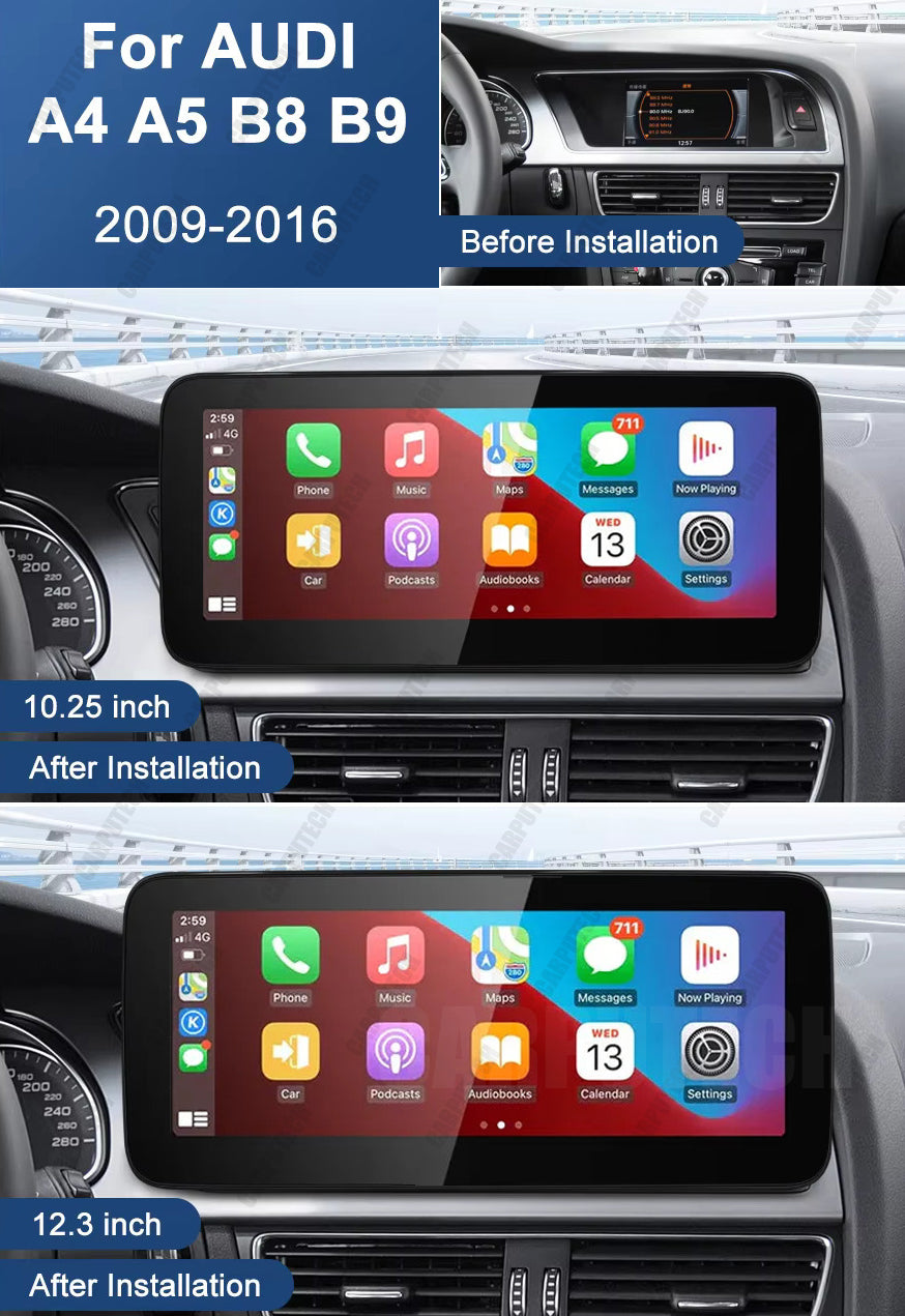 10.25"/12.3" Linux Car Multimedia Touch Screen for Audi A4 / S4 / A5 / S5 / (2009–2016)