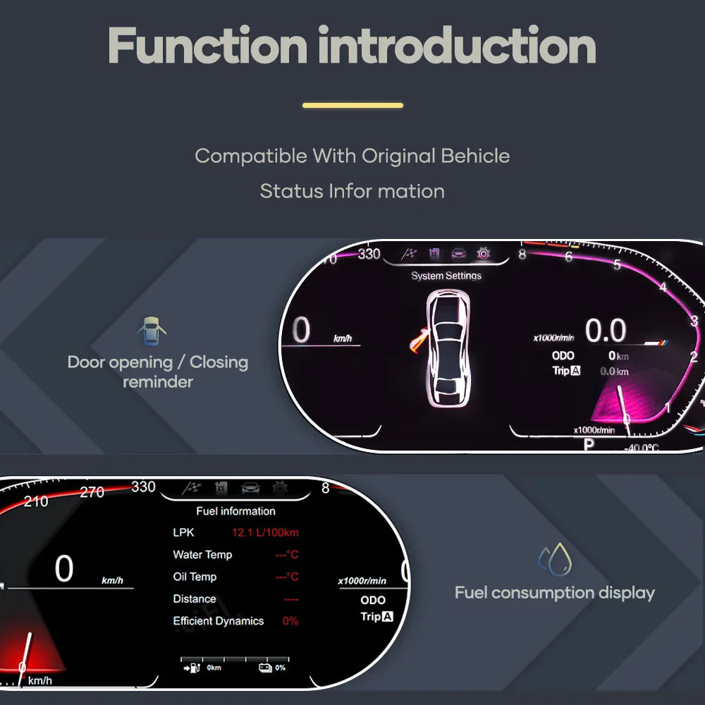 LCD Digital Dashboard Cluster For BMW 1 2 3 4 5 6 7 Series X1 X2 X3 X4 X5 X6 GT 2010-2019 Car Panel Speedometer Virtual Cockpit
