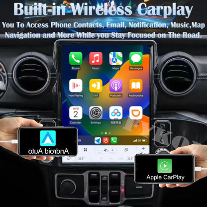 13.6" Qualcomm For Jeep Gladiator 2018-2021 Car Radio Stereo Carplay Upgrade Tesla Style Screen Android Auto GPS Navigation Multimedia Player